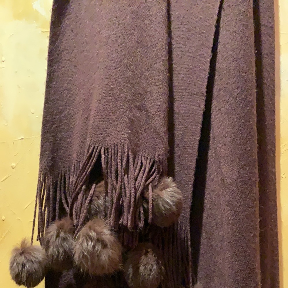 Super soft, dyed rabbit fur/acrylic, chocolate brown stretchy wrap.